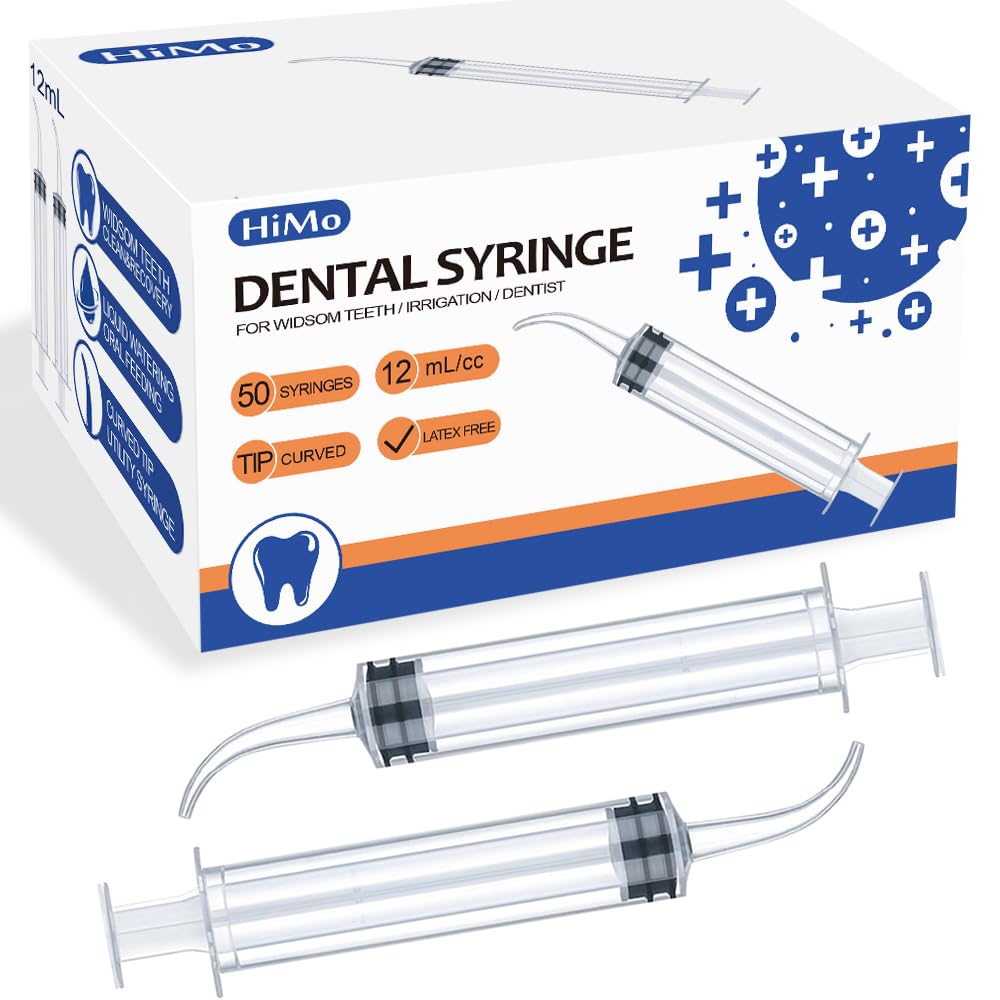 Wisdom Teeth Syringe, 50 Pack Dental Irrigation Curved