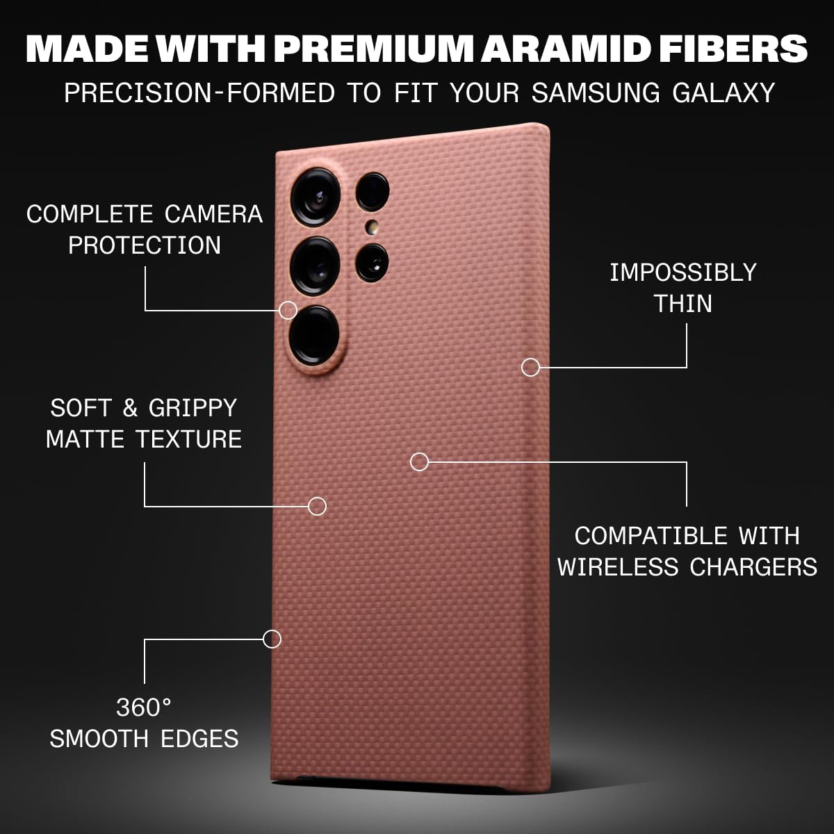 Latercase | Galaxy S23 Ultra Case | Coffee | Durable Thin Phone Case | 0.6mm Aramid Fiber, Precision Lasercut, Full Camera Protection, Nonslip Matte Finish | Compatible with Galaxy S23 Ultra