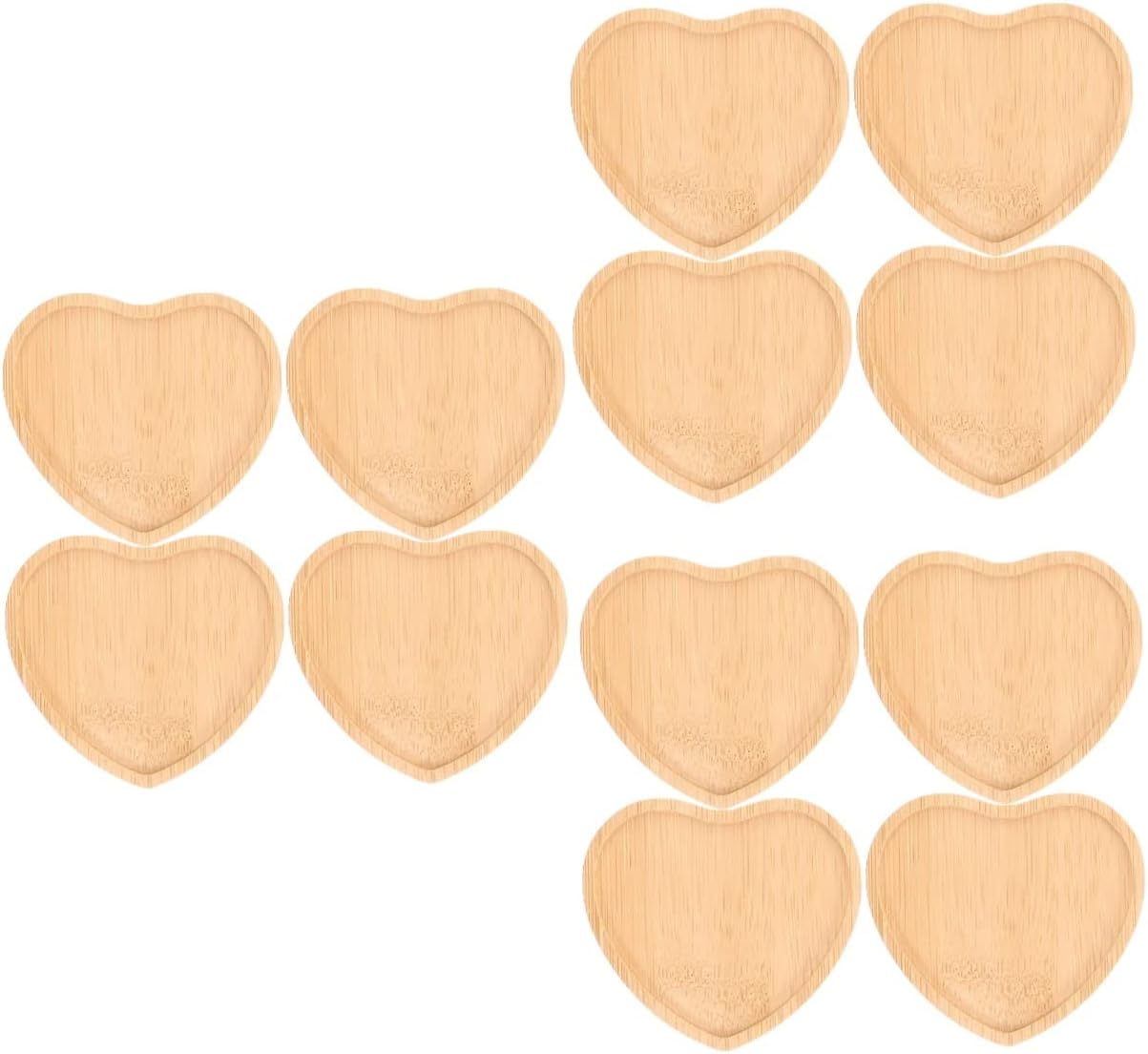 Yardwe 12pcs Heart Shaped Cute Table Wood Mats for Tea Cups Drink Protectors Simple Cleaning and Reusable for Home Decor and Table Accessories