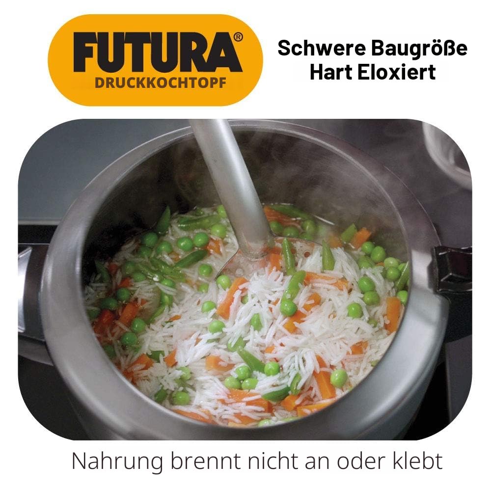 Futura Hawkins Schnellkochtopf, 3 l, harteloxiert, Induktionsgeeignet, klein, Schwarz
