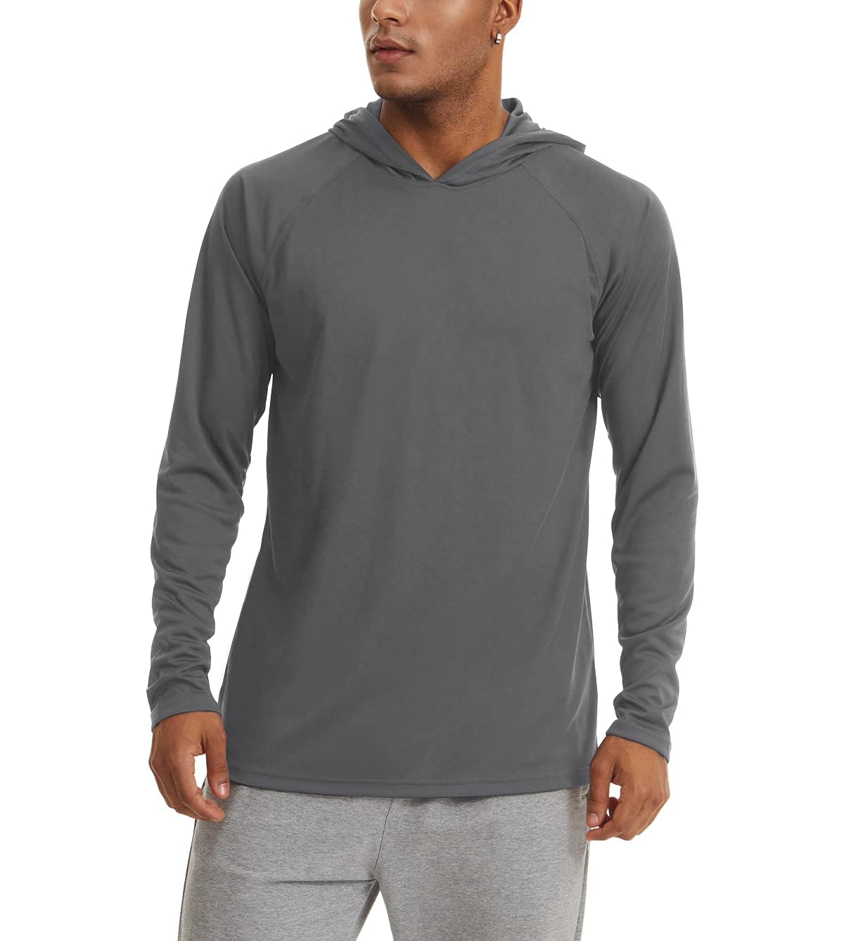 KEFITEVD Camisetas con Capucha de Manga Larga con Protección UV para Hombres UPF 50+ Camisetas con Protección Solar Camisas Ligeras de Safari de Senderismo