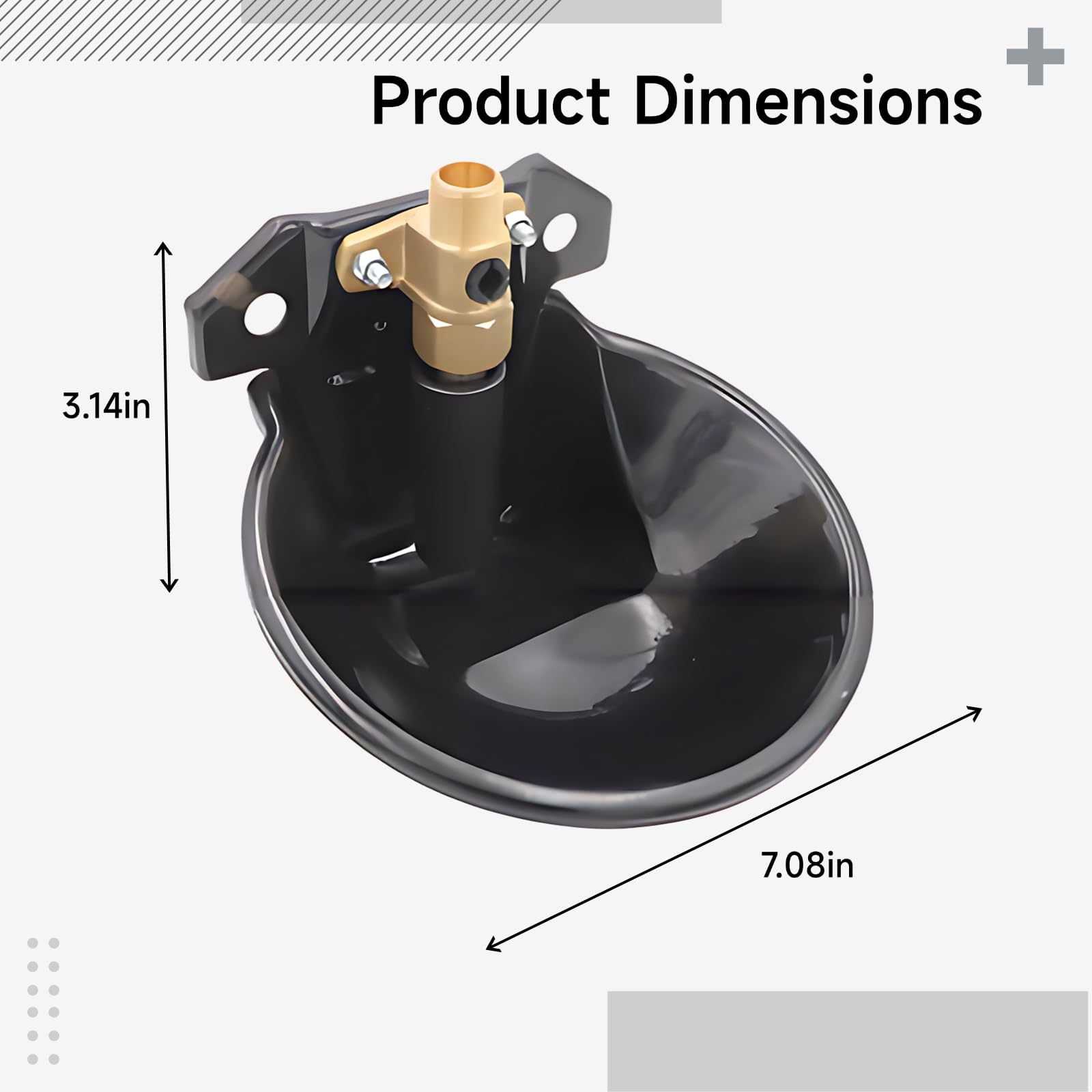 Abbeveratoio automatico per bestiame, piatto in acciaio ispessito, 7.1 x 3.1 in / 18 x 8 cm, valvola in rame, riempimento automatico per suini, bovini, pecore, facile da installare per fienili e
