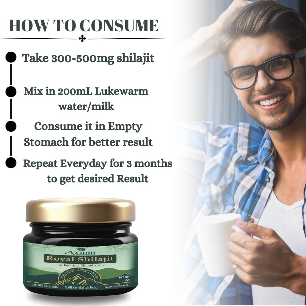 Axiom Royal Shilajit/Shilajeet Resin - 20g | With 80% Fulvic Acid | Helps to Boost Stamina, Energy, Power and Testosterone Levels | Ayurvedic 2
