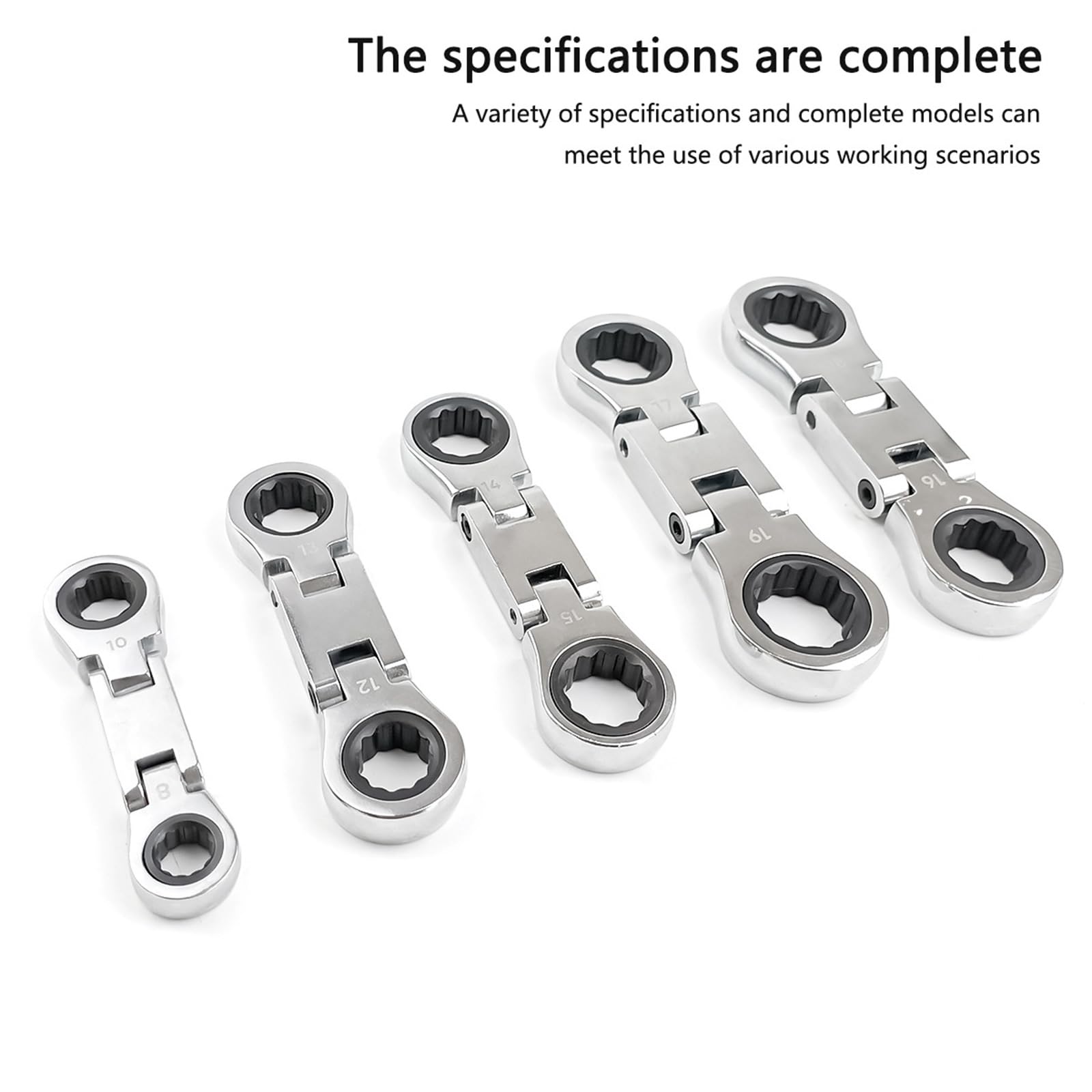 Set di chiavi a cricchetto professionali a doppia testa 5 pezzi 72 denti manico ergonomico in lega di acciaio costruzione strumento manuale testa flessibile set di chiavi