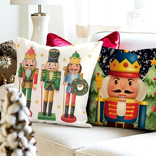 Miniatura 2 de Juego de 4 fundas de almohada de Navidad de 20 x 20 pulgadas, decoración de árbol de Navidad, almohadas decorativas, decoración de vacaciones para