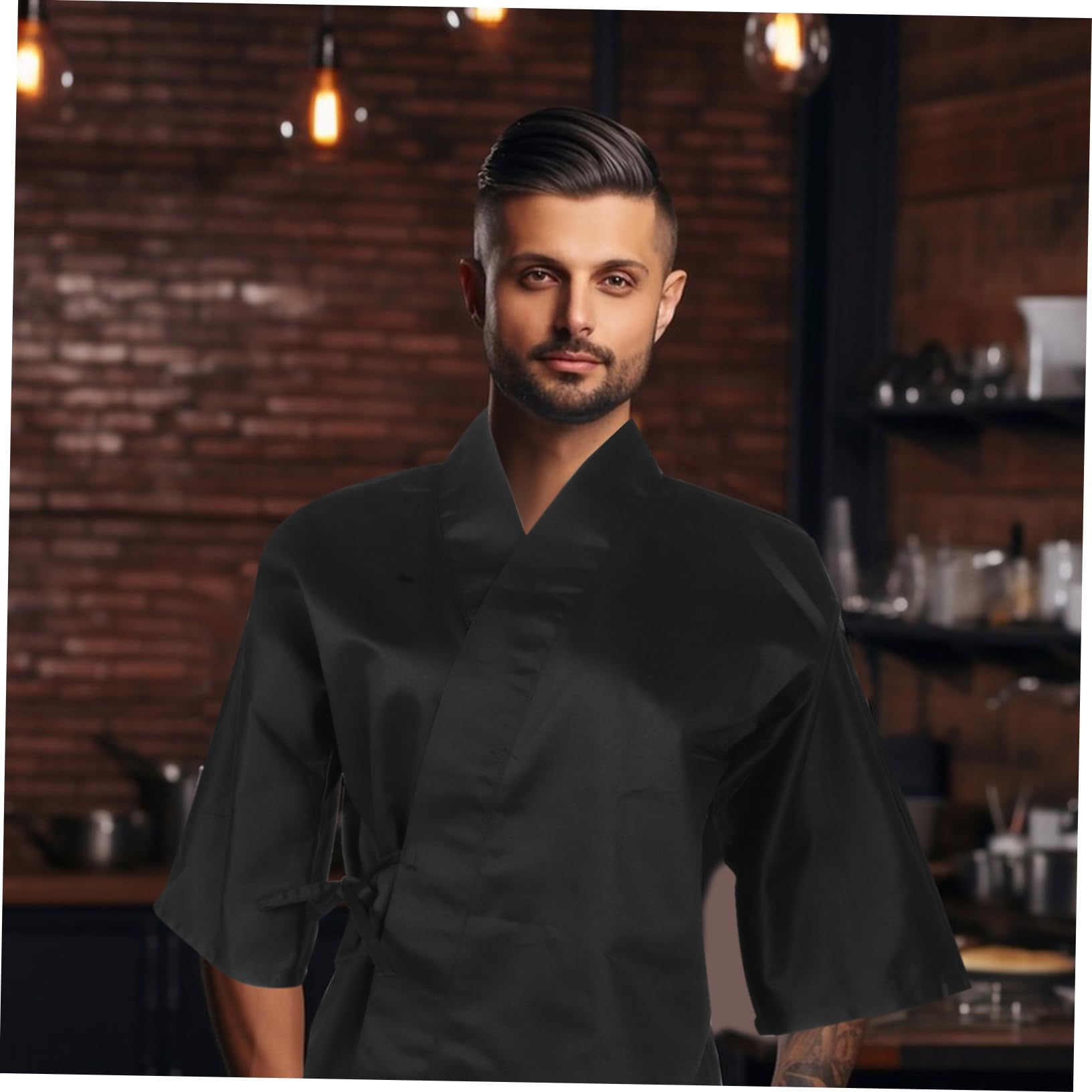 FRCOLOR Divisa Cuoco Stile Giapponese Giacca per Chef di Sushi Abito Tradizionale per Sushi Bar Negozi di Ramen e Ristoranti Giapponesi Tessuto Traspirante e Robusto Facile da Pulire