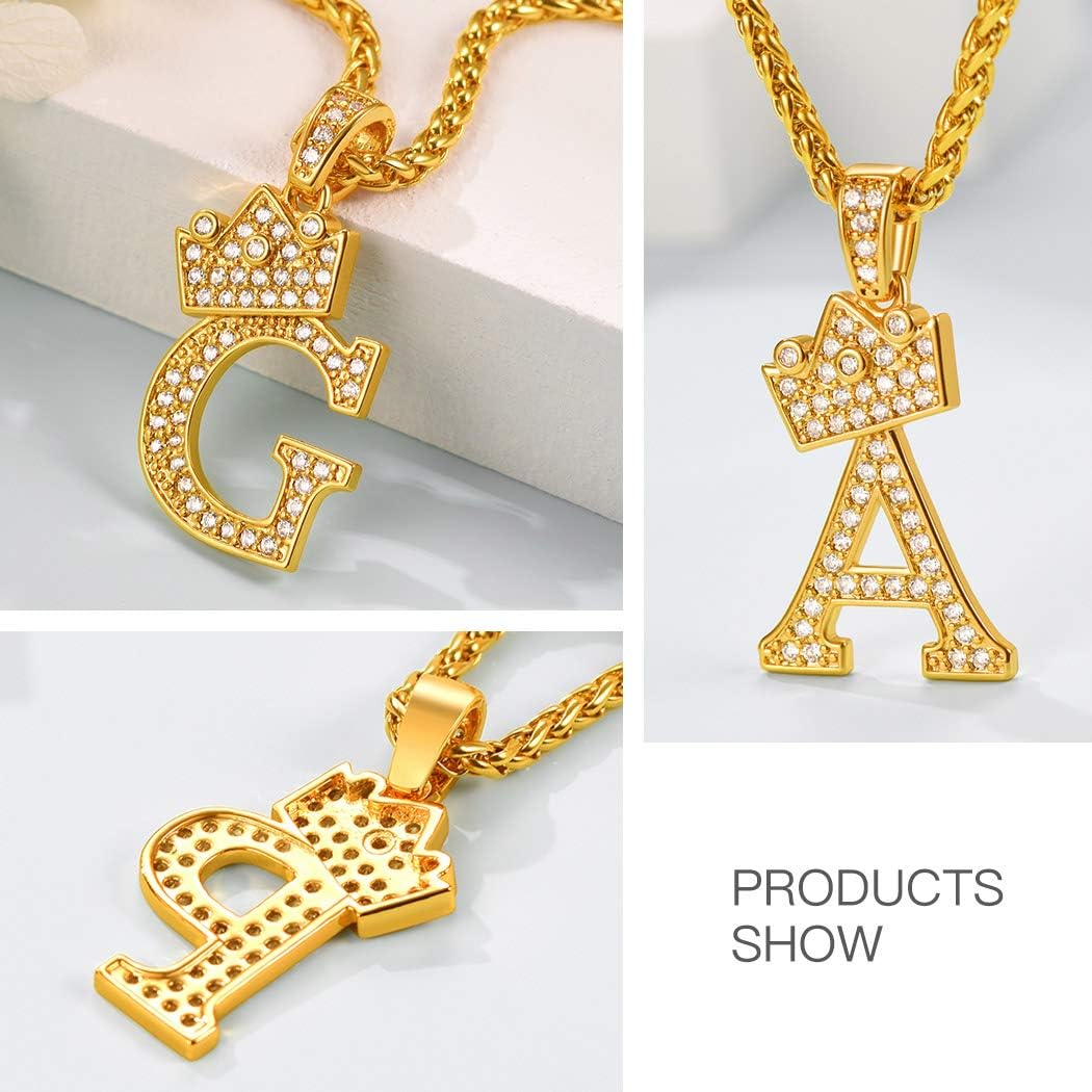 Suplight Crown Initial Letter Necklace, 18K Gold Plated Cubic Zirconia CZ Pave Monogram Pendant with 22" Chain (2" Adjustable), Bling Alphabet Jewelry Name A-Z - Image 5