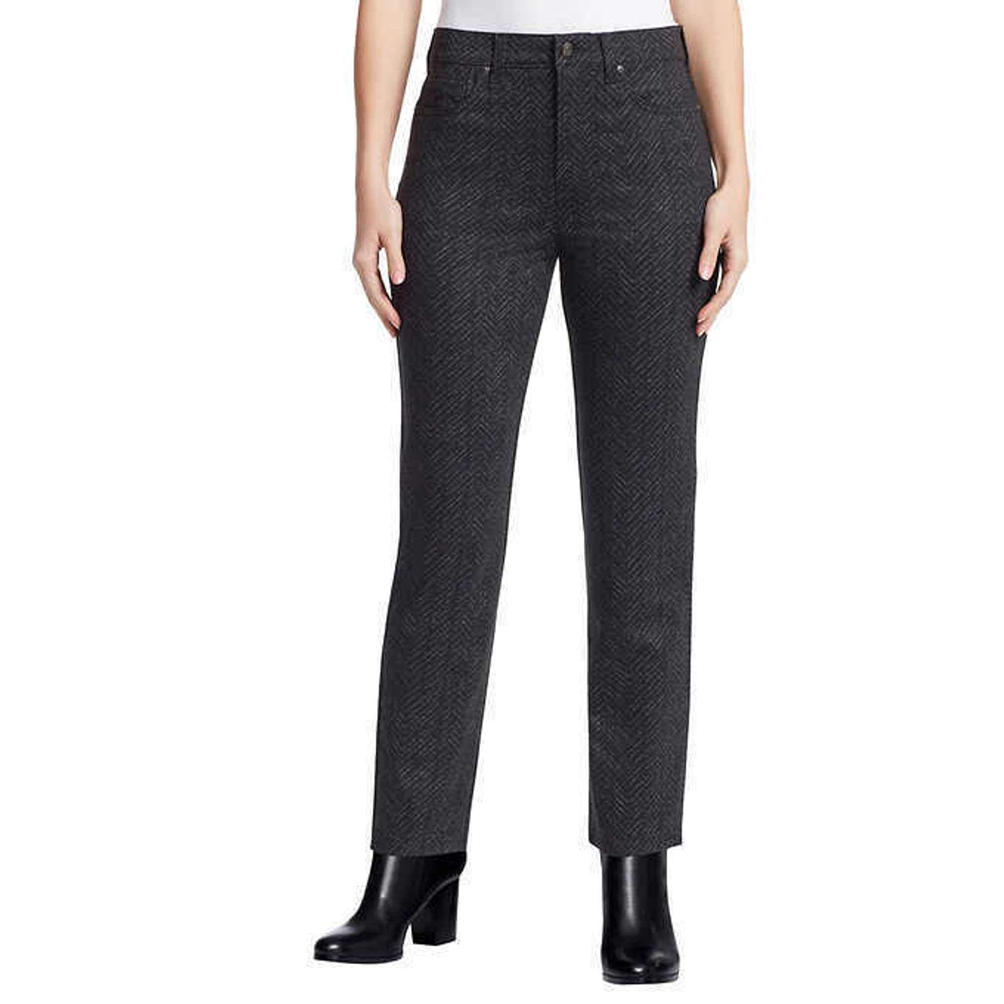 Glorias Vanderbilt Womens Amanda Slim High Rise Classic Fit Tapered Leg Knit Pointe Pant Black 12