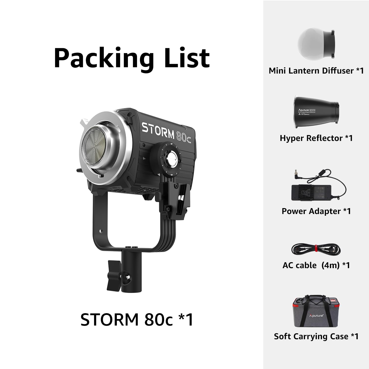 Aputure STORM 80c RGBACL - Luce video a LED, 80 W, portatile, con 1800 – 20000 K CCT, IP65, impermeabile, diverse modalità di dimming, supporto V, controllo APP Sidus Link