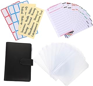 Didiseaon 4 Conjuntos Manual De Couro Pasta De Orçamento Pasta De Dinheiro Organizador Enchimento Envelopes Pasta De Orçamento Com Envelopes De Dinheiro Pasta De Arquivo De Sala De Aula