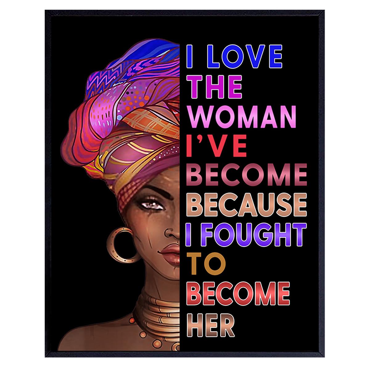 African American Afrocentric Wall Art Decor - Black Art - Motivational Wall Artwork - Positive Quotes Decor - Encouragement Gifts for Women Girls - Inspirational Quotes - Motivational Posters Sayings