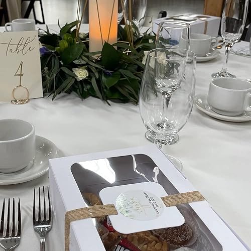 Miniatura 6 de Gusisia Paquete de 24 cajas de galletas con ventana 8 x 6 x 25 pulgadas caja de golosinas Backey emergente automático para cupcakes dulces y postres