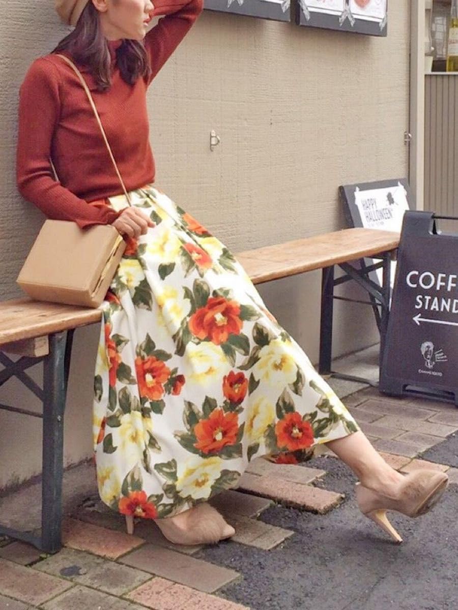 Amazon.co.jp: 石原さとみ着用 MERCURYDUO ペイントフラワーロング  