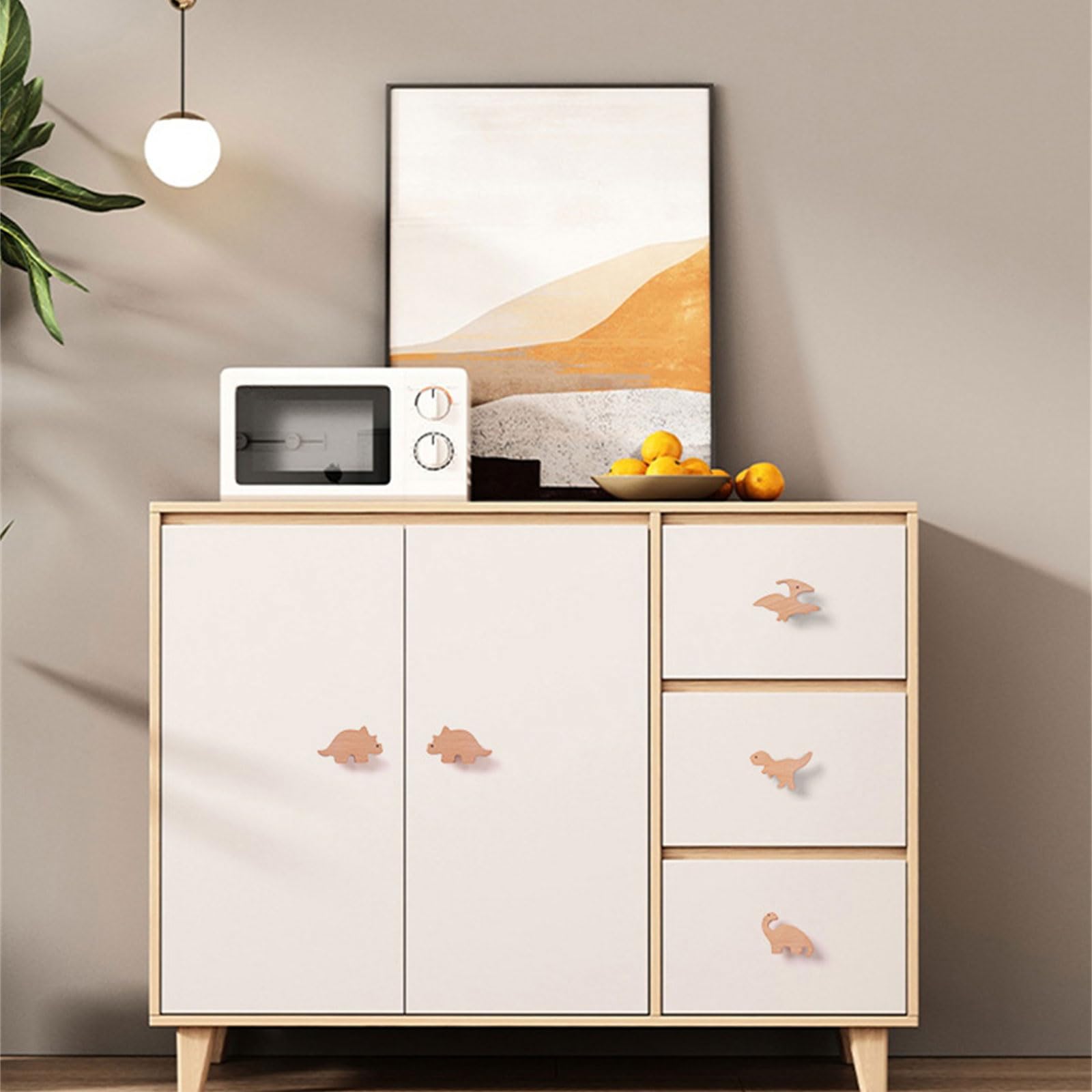 Pomo de madera para armario, con forma de dinosaurio, para gabinete, cajón, armario, manija decorativa para habitación de niñas y niños