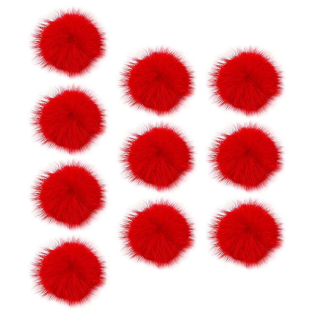Cozylkx 10pcs 25mm Tiny Pom Poms for Craft, Mini Plush Balls Fluffy Pompoms for DIY Crafts Keychain Hair Accessories,Red