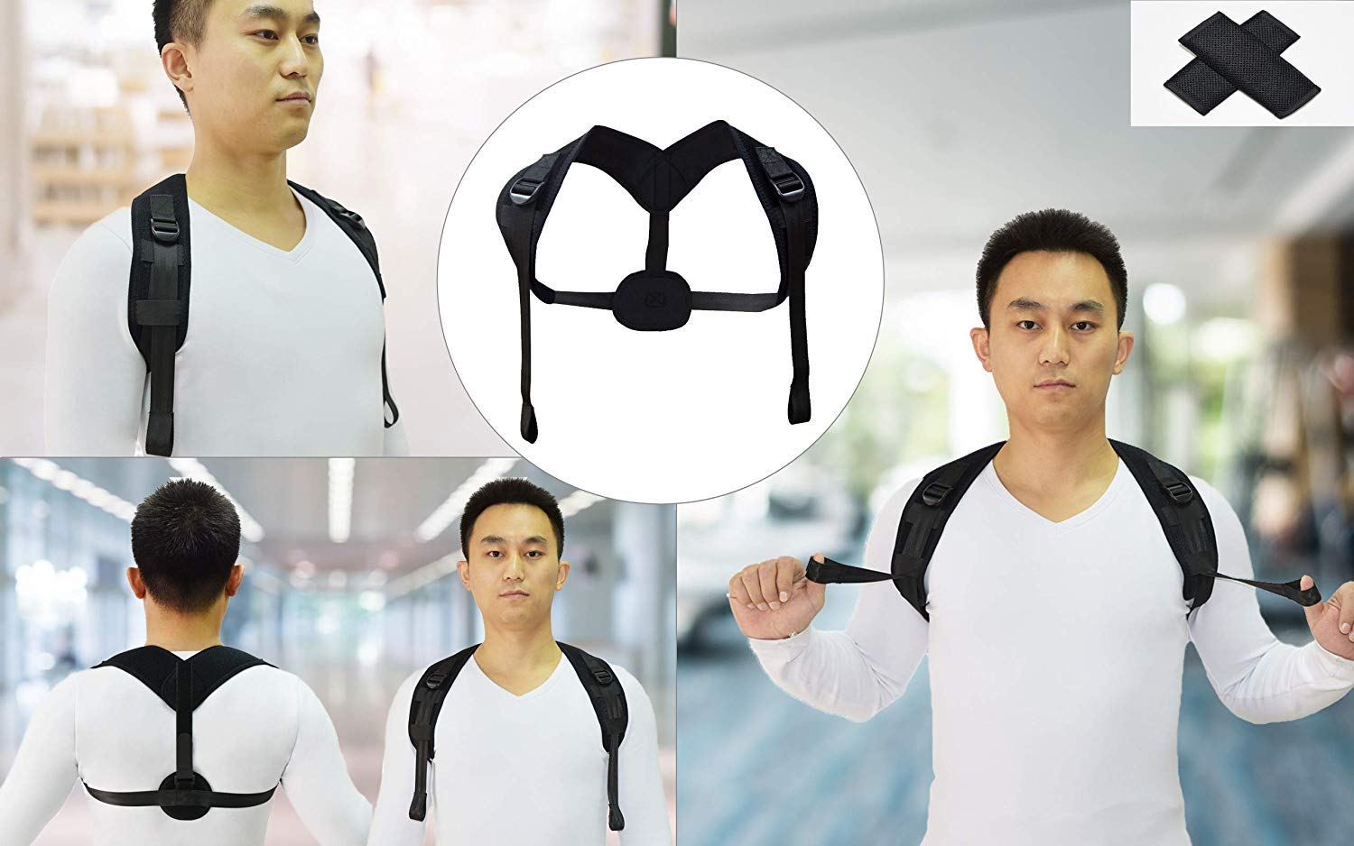 Adjustable Posture Corrector Belt, Back Brace, Neck, Back & Shoulder Support, Back Pain Braces for Men or Women, Arthritis Pain Relief, Neoprene Posture Corrector