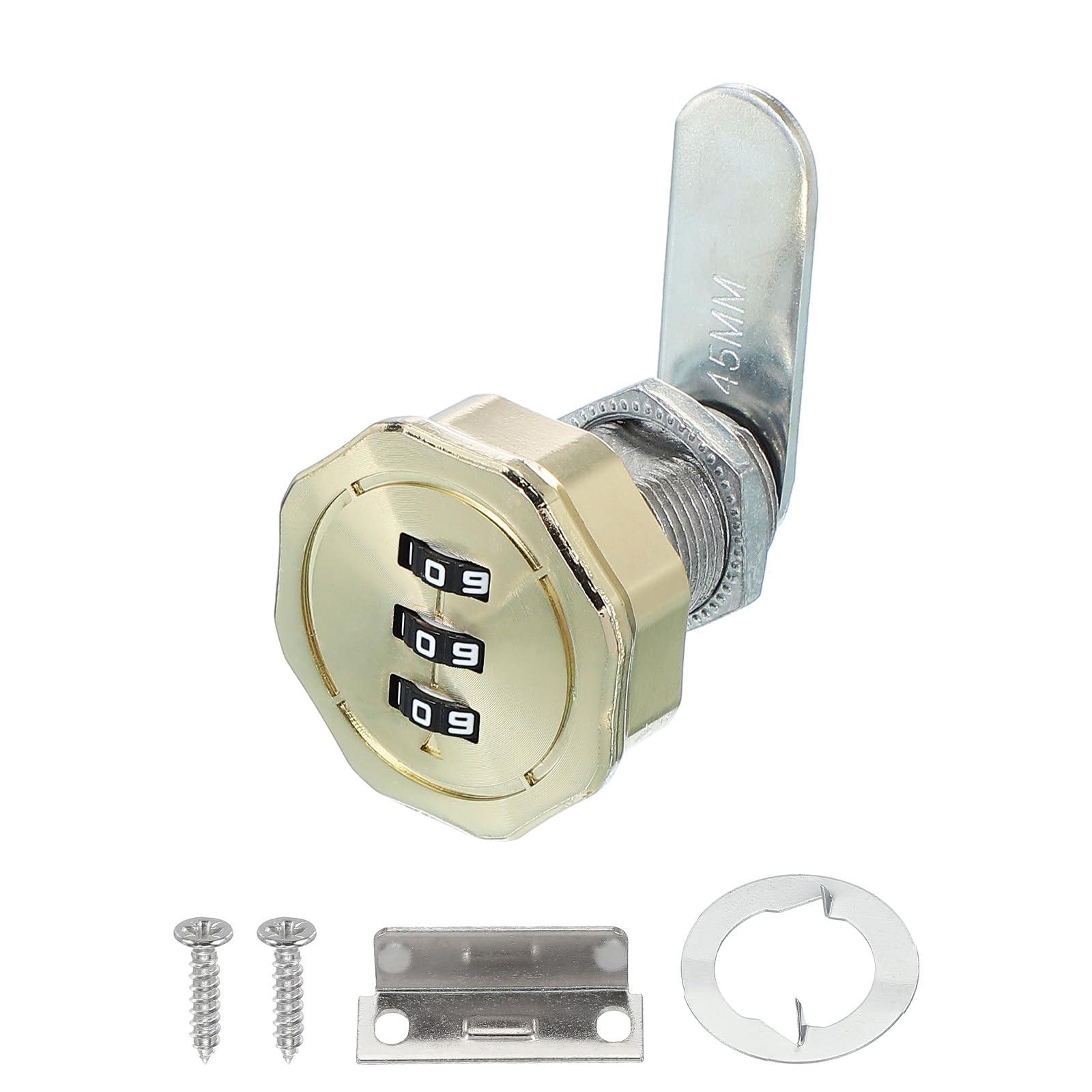 PATIKIL Combination Cam Lock Zinc Alloy Keyless 3-Digit Password File Cabinet Lock 1" Cylinder Chrome Finish Security Lock with Screw for Drawer Cupboard Gold