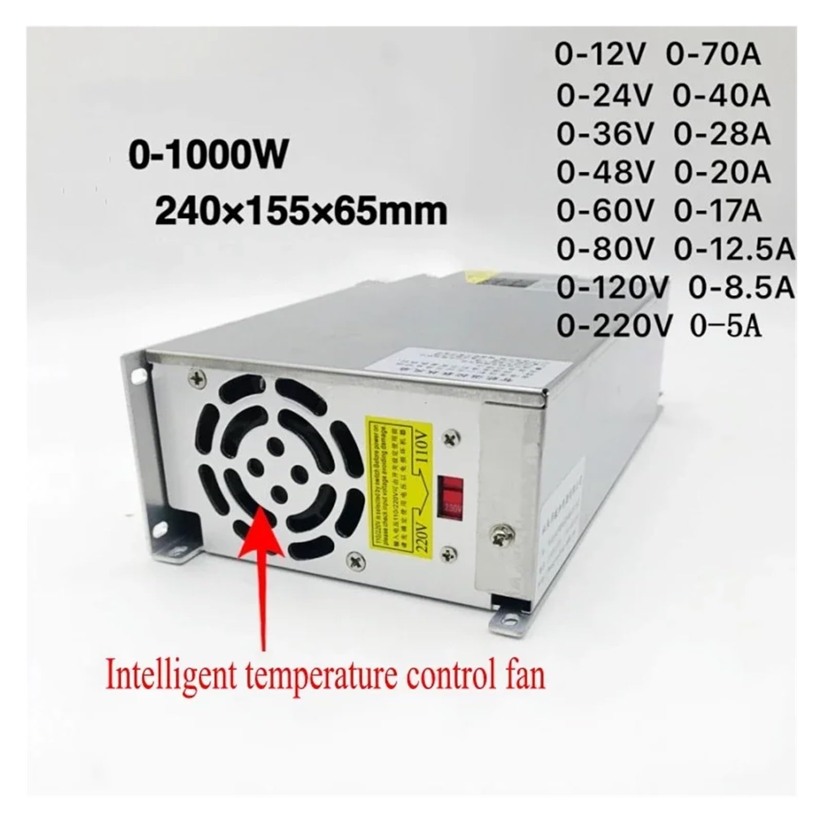 Regulowany zasilacz impulsowy DC 1000 W Regulowany adapter transformatorowy Przetwornica AC na DC 12 V 24 V 36 V 48 V 60 V 80 V 160 V Sterownik LED Wszechstronny i wydajny(0-24V 40A)