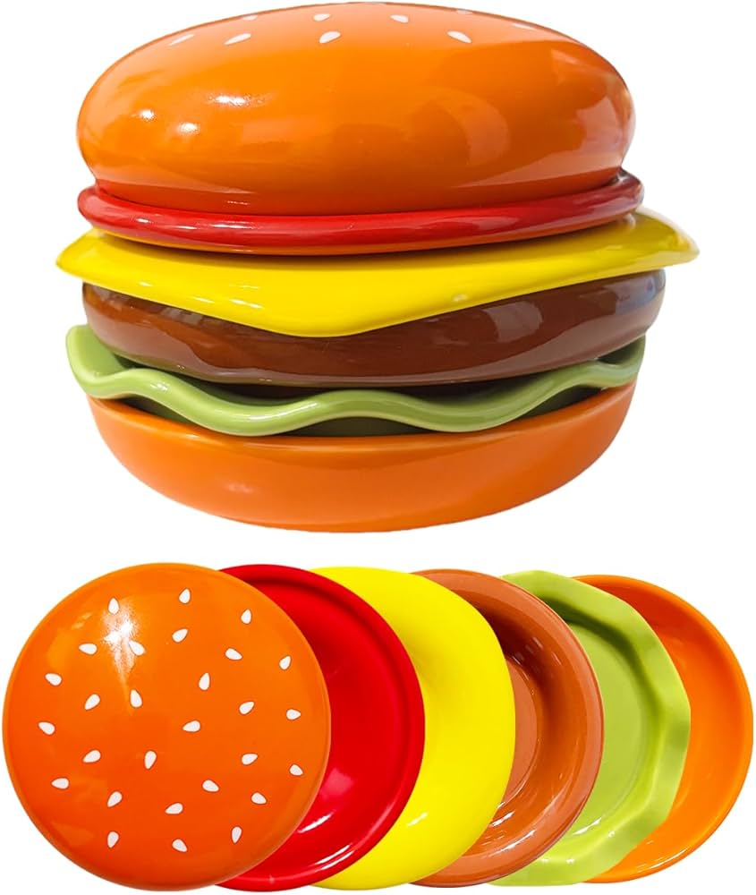 Amazon | 陶器ハンバーガー小皿 セッ6 個, セラミック・ディップセット
