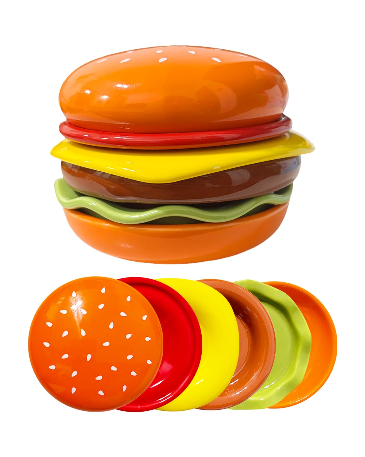 ハンバーガーデザインの可愛い小皿セット（6枚組） Amazon | 陶器ハンバーガー小皿 セッ6 個, セラミック・ディップセット