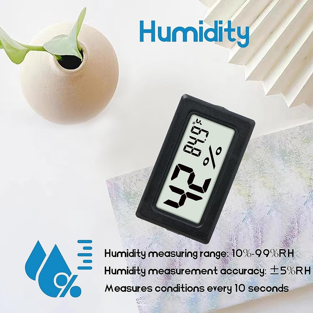 6Pcs thermomètres numériques d'intérieur, Mini hygromètre, Thermomètre numérique Humidité avec (℉), Incubateur, Thermomètre d'intérieur pour serre, jardin