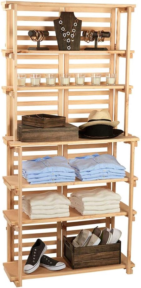 SSWBasics Wood Baker's Rack Display - Natural Finish