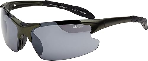 US Army - Gafas de sol ovaladas sin montura para hombre, 100% UVAUVB, verde