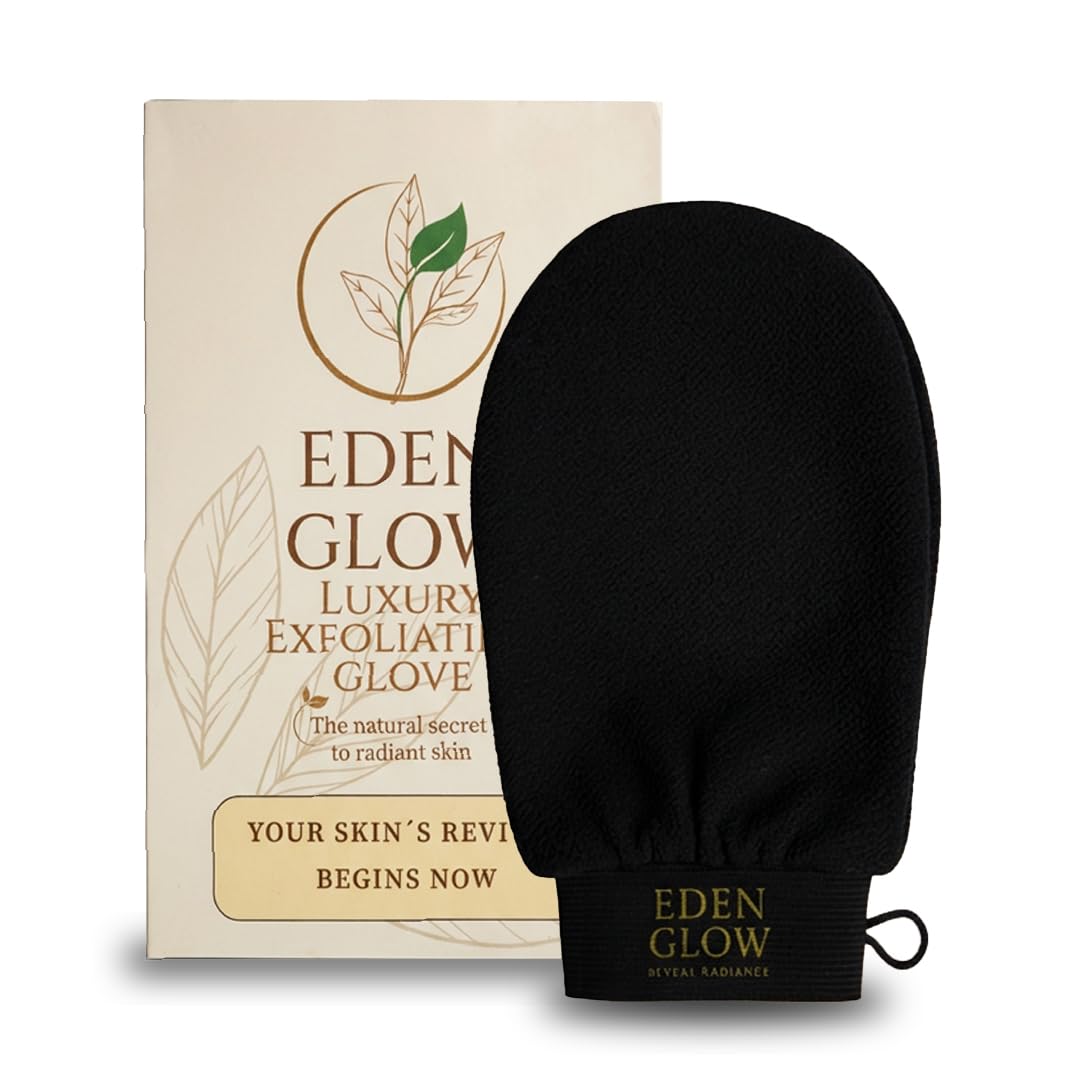 Exfoliating Bath Glove – Deep Body Exfoliation Mitt for Smooth, Radiant-Looking Skin – Reusable & Gentle - Pack of 1 Black - Eden Glow