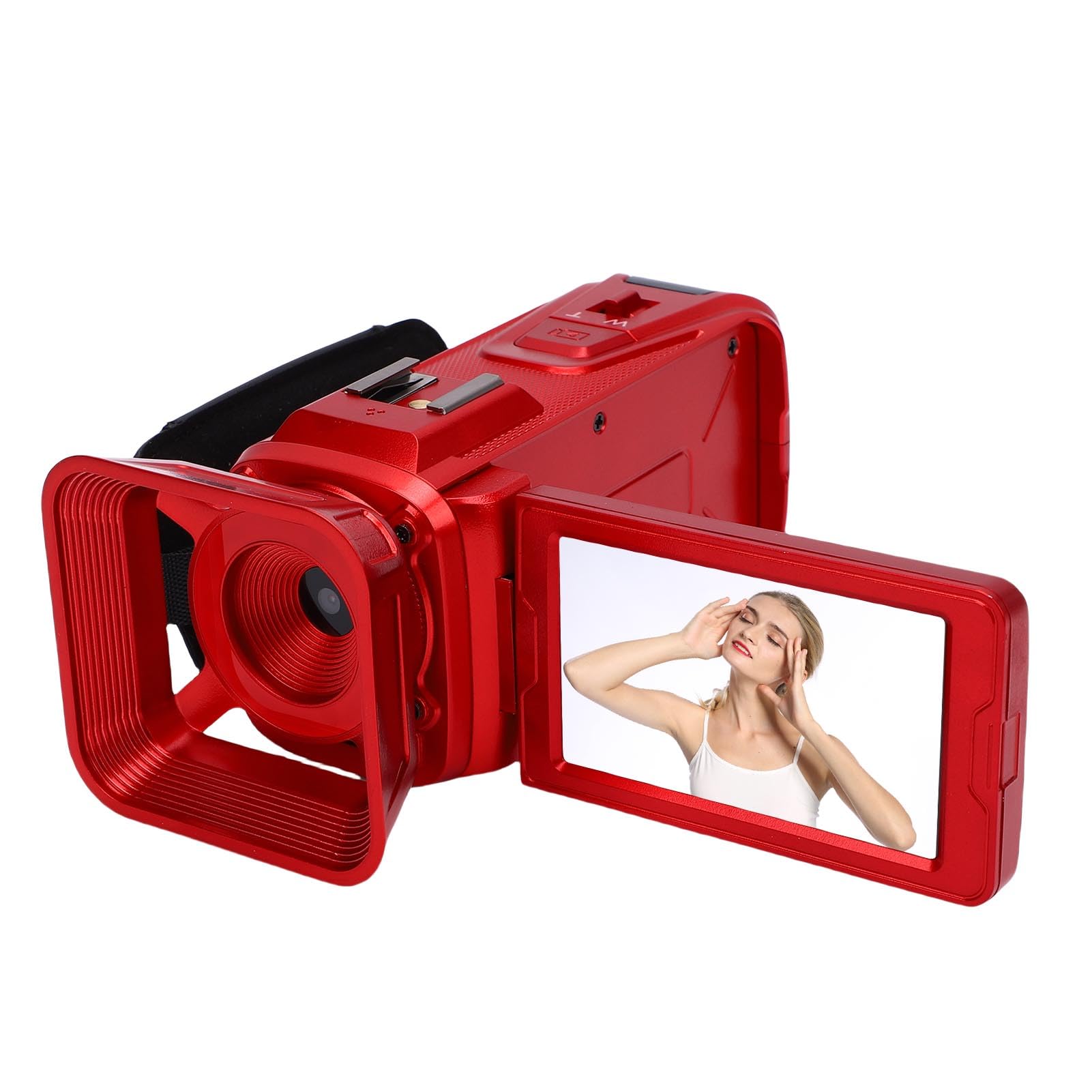 Kamera Wideo 4K, Kamera WiFi 64 MP z Obrotowym Ekranem 3,0 Cala, Stabilizacja Obrazu z 18-krotnym Zoomem Cyfrowym, do Nagrywania w Szkole Weselnej w Podróży (czerwony)