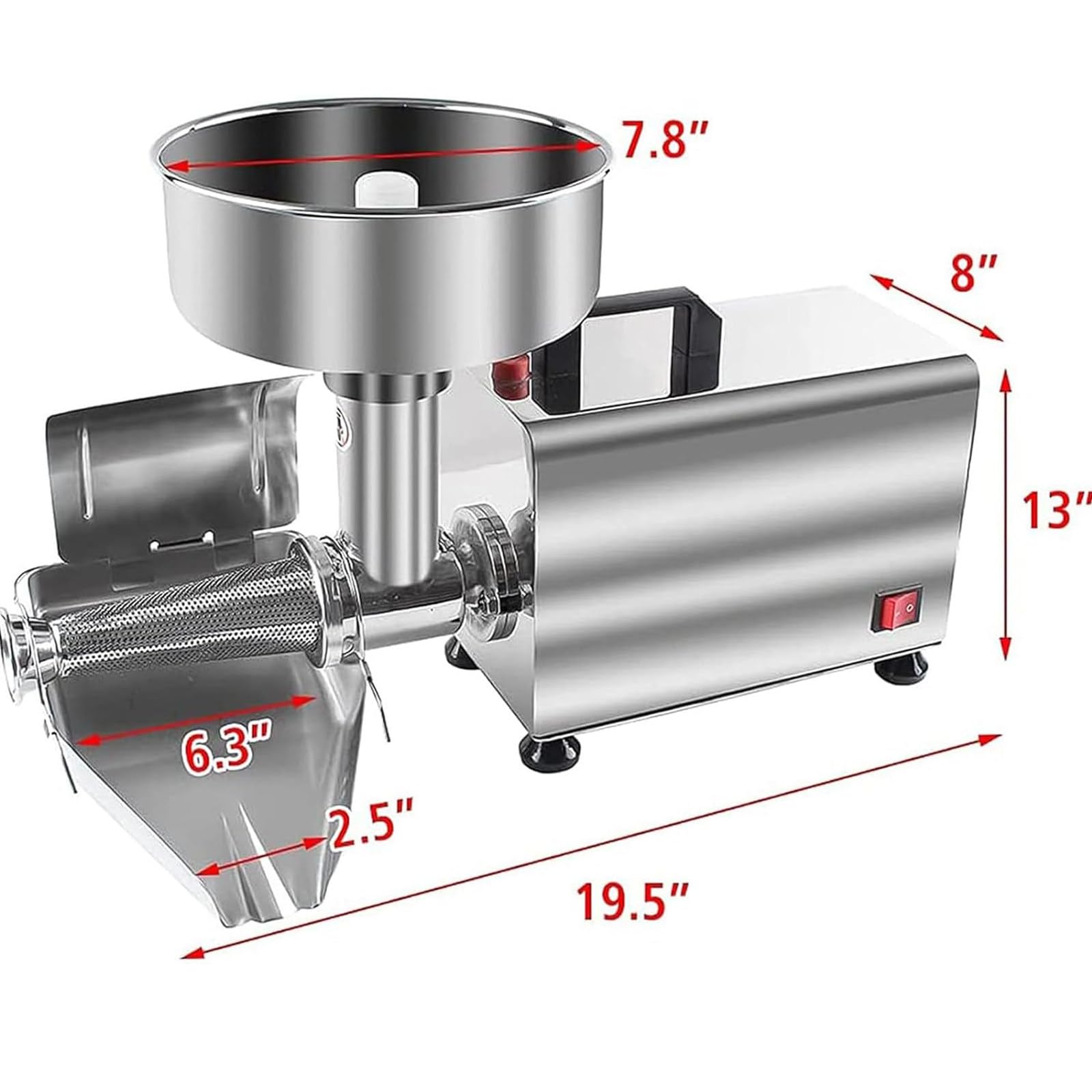 Elektrisches Tomatensieb, 450 W, handelsübliche Tomatenfräsmaschine, Edelstahl, Lebensmittelpresse, Tomatensaucen-Maschine, Lebensmittelpresse für Tomaten, Erdbeeren und Heidelbeersoße, 220