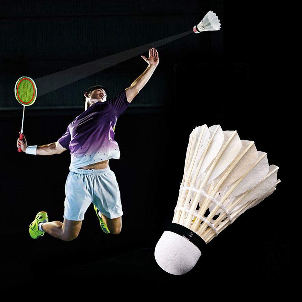 HERCHR Volani da Badminton, Volani da Badminton Bianchi 12PSC Palline da Badminton Bianche da Allenamento Ad Alta velocità Grande Stabilità per Sport Indoor All'aperto