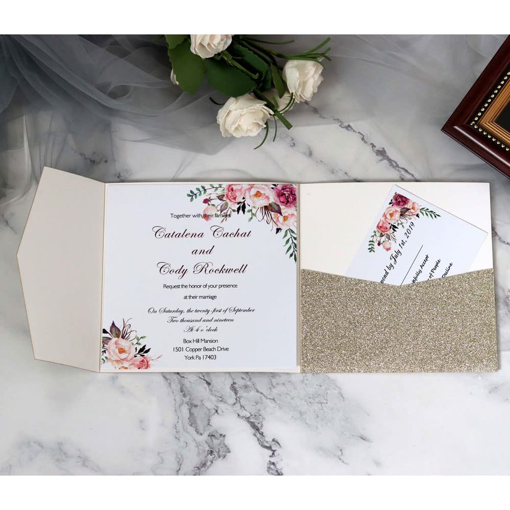 Invitations de mariage rose gold haut de gamme | Lot de 50