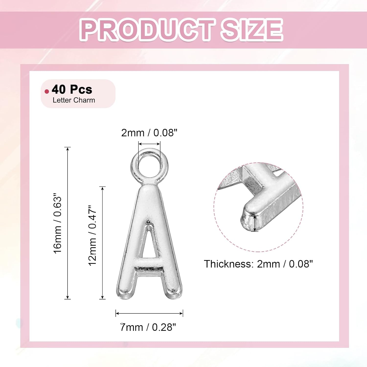 uxcell Letter Charm, Alloy Letter Initial Alphabet Charm for DIY Crafts Jewelry Making Bracelet Earrings Necklace - Image 2