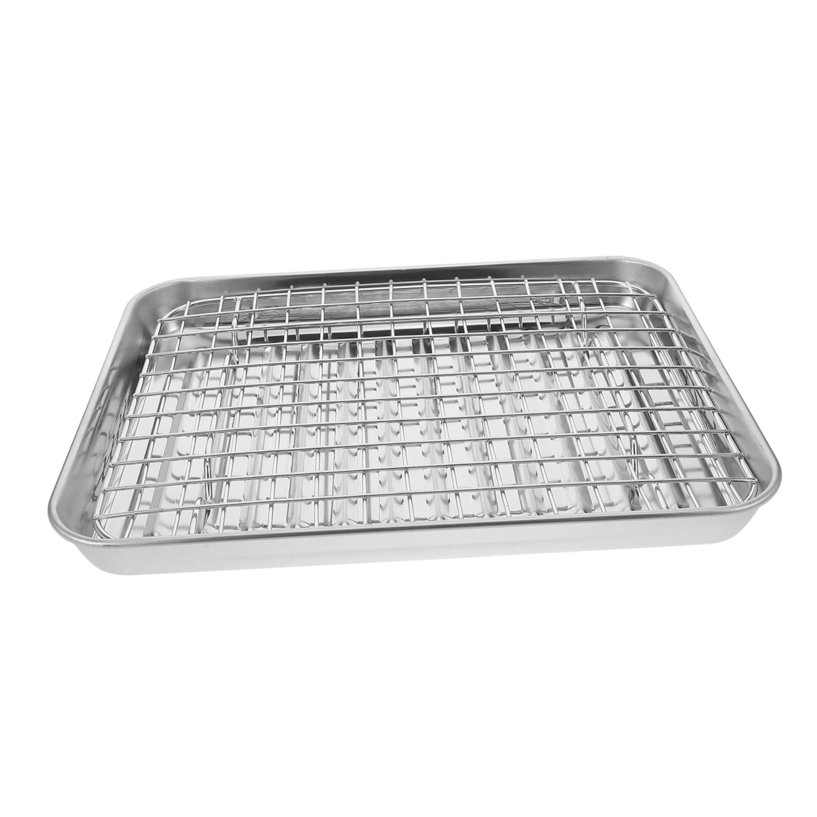 TOYANDONA Bandeja Horno Antiadherente Acero Inoxidable con Rejilla Enfriamiento para Asar y Hornear Casa y Restaurante Resistente y Ligero
