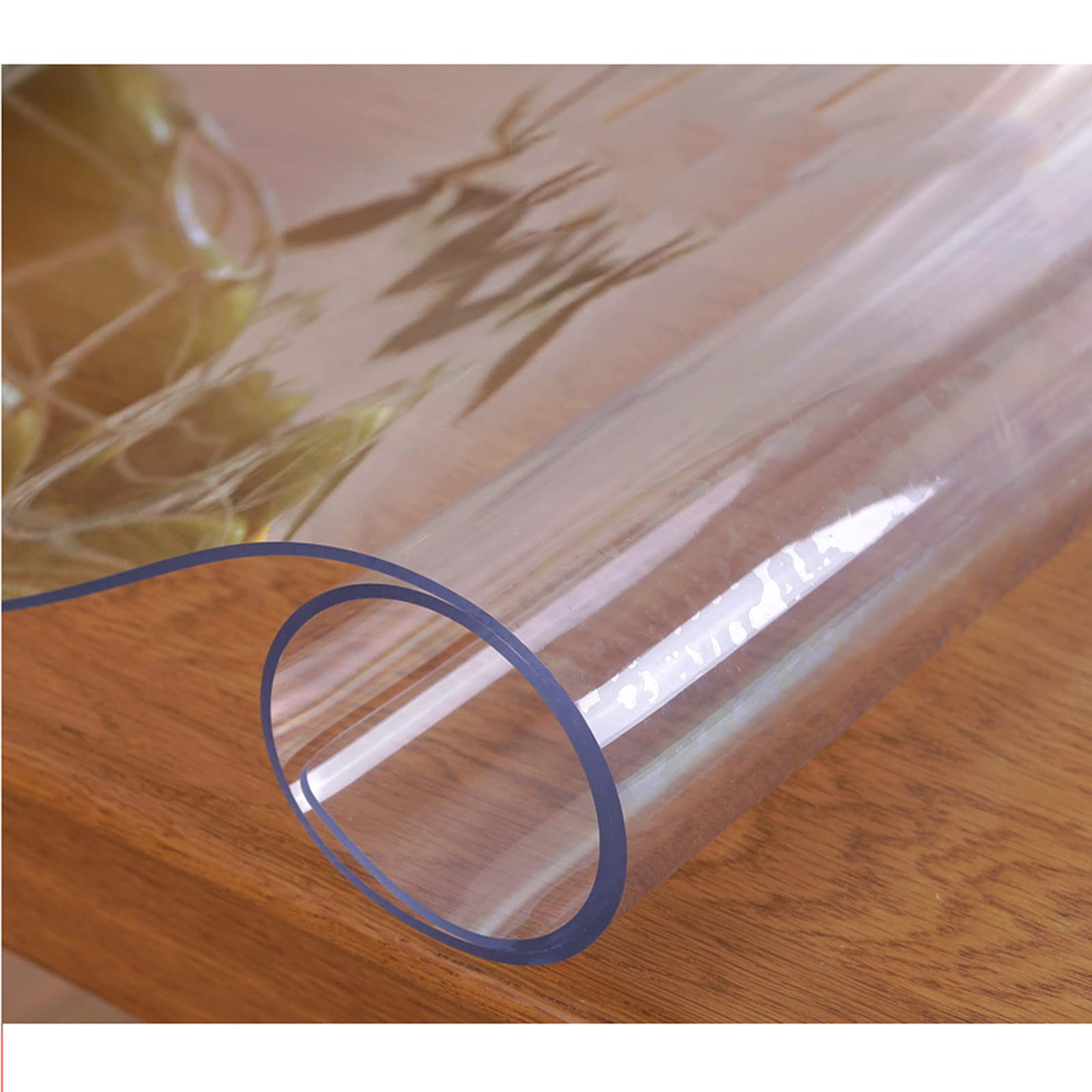 Table Protector, Clear PVC Tablecloth 2mm Thick Wipeable or Cover for Dining Picnics & Desks (Transparent 130x150cm)