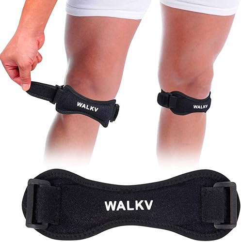 WALKV Paquete de 2 correas de compresión de tendón rotuliano de rodilla, artritis, tenonitis, menisco, soporte estable para senderismo, correr,