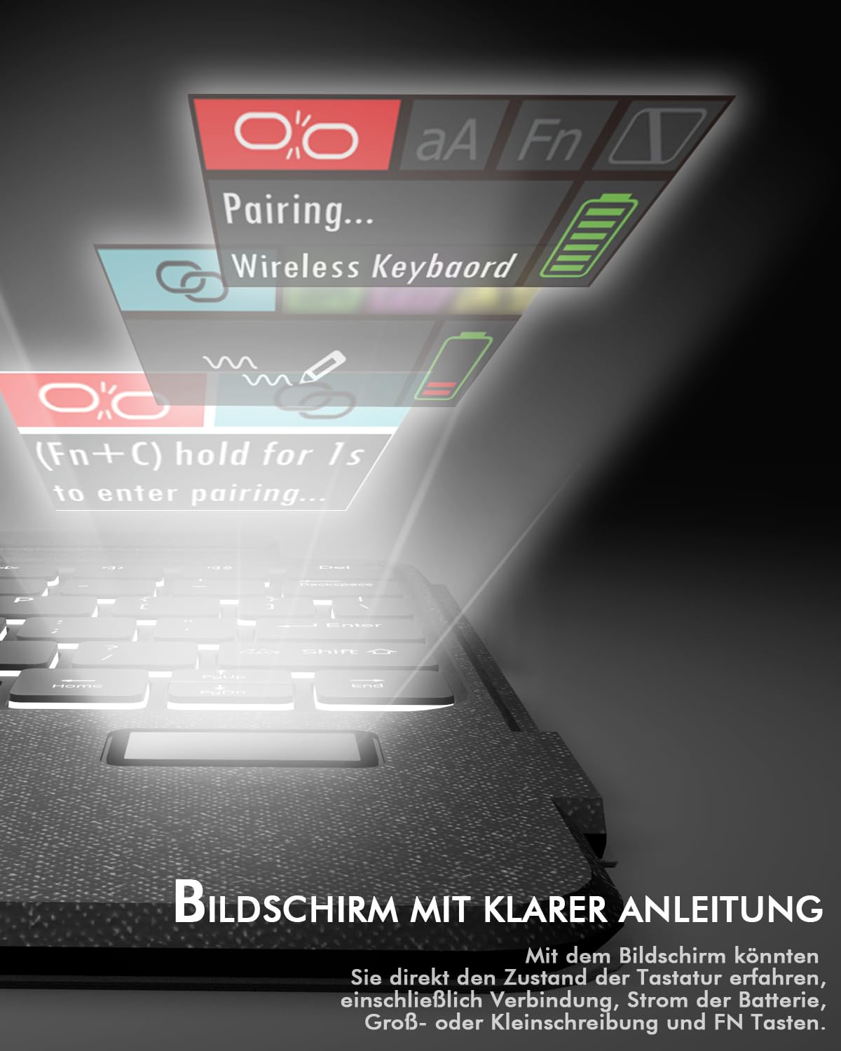 Doohoeek Tastatur Hülle mit LCD-Display für iPad Pro 13 Zoll 2025(M5)/2024(M4), Abnehmbare Bluetooth Wireless Keyboard Case Type Folio mit Hintergrundbeleuchtung&Multi-Touch Trackpad, QWERTZ