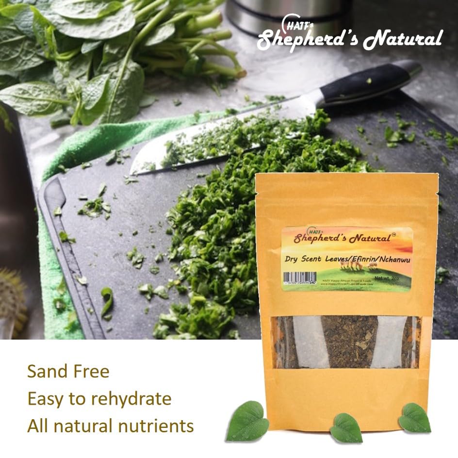 Miniatura 2 de Hojas aromáticas (EfinrinNchanwu)  Sazonador africano seco (2 x 2 onzas) por HATF's Shepherd's Natural. Perfecto para sopas, guisos y tés. Aroma