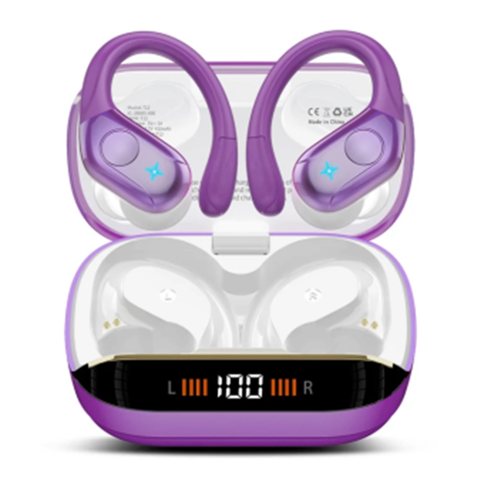 Bluetooth 5.4 Headphones Wireless Earbuds Sports, 75Hrs Bass Hi-Fi Stereo | Over Ear Buds with Earhook, ENC Noise Cancelling Headset, IP-X7 Waterproof Earphones for Running Workout Gym Android iOS