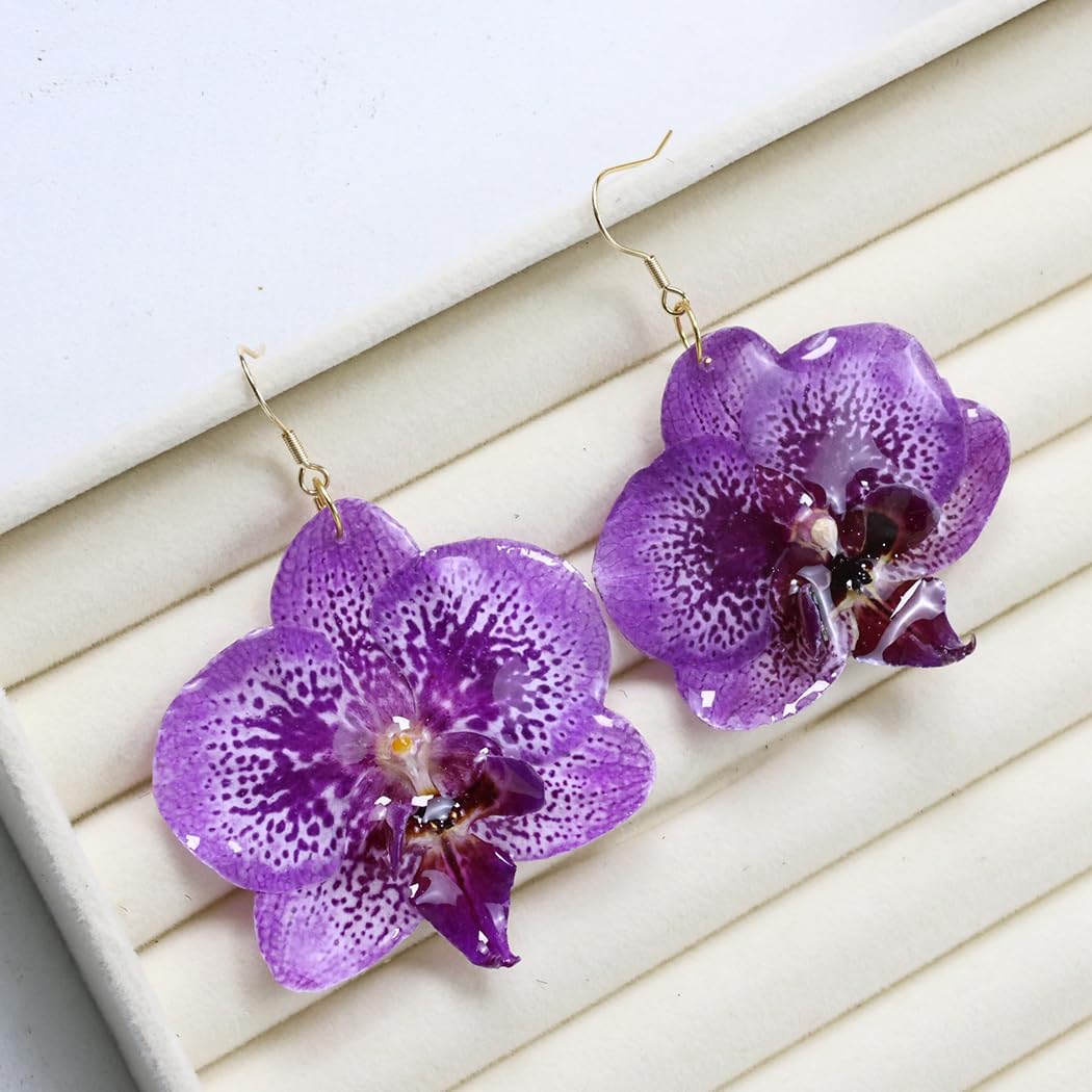 4PCS Real Phalaenopsis Orchid Resin Flower for Jewelry Making, Natural Preserved Flower Charm, DIY Earrings Pendant, Handmade Floral Craft Supply, Unique Botanical Decoration