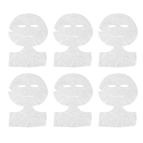 Brrnoo 50 piezas desechables de seda blanca facial y máscara de cuello, hojas de máscara facial precortadas, material de seda ligera, cuidado de la
