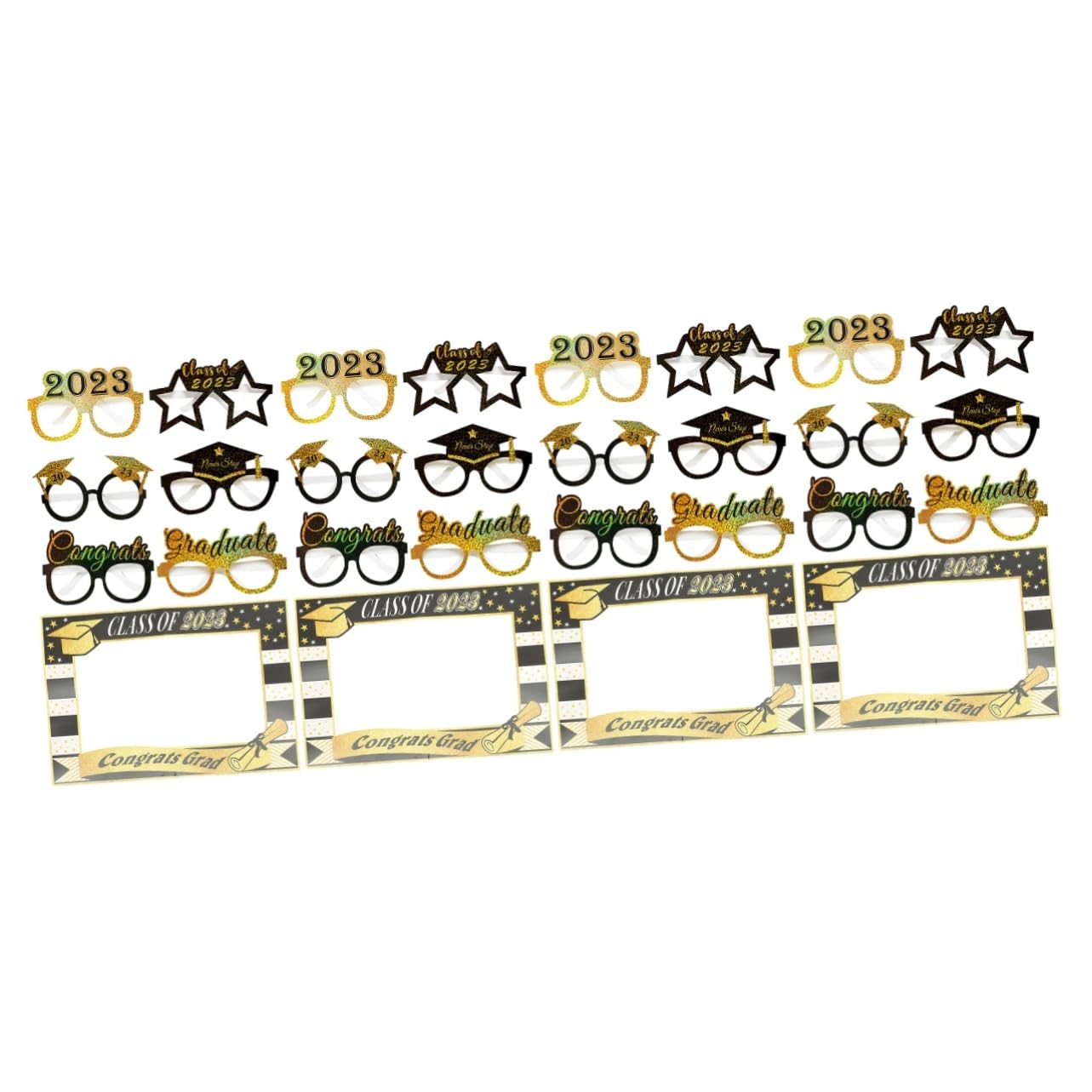 Cabilock 4 Ensembles Lunettes de Graduation de Accessoires Photo avec Cadre Papier pour Fête de Remise de Diplôme et Photobooth Décoration Amusante pour la