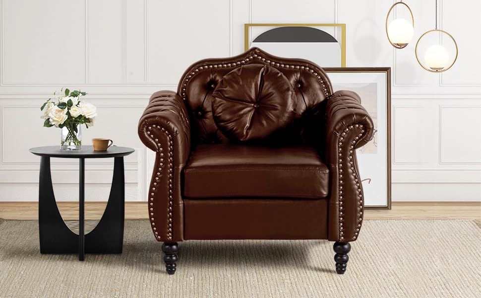 Sillón Plegable Botones Marrón miniatura 3