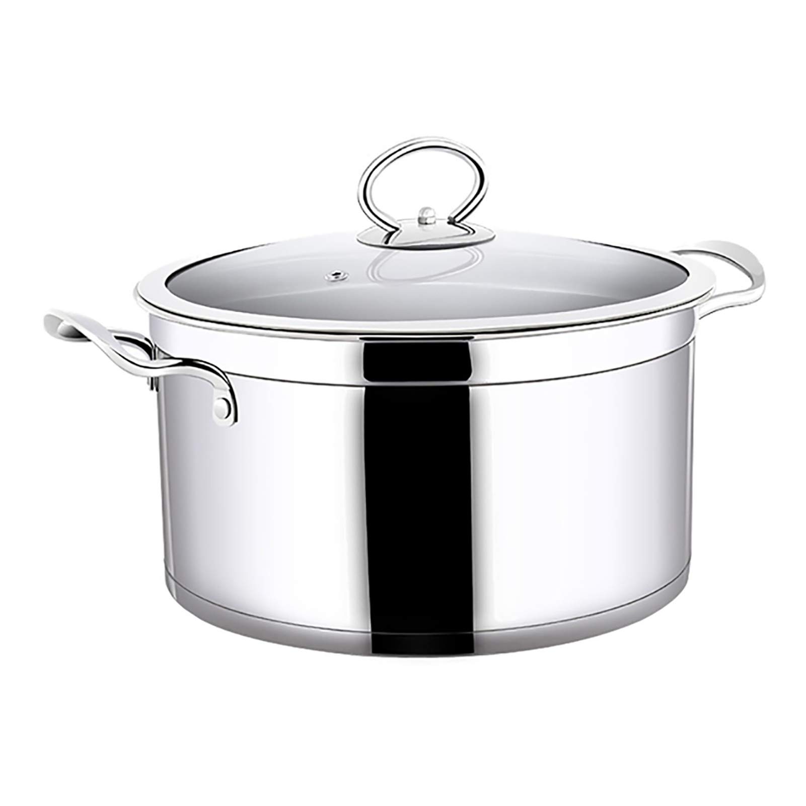 MYUYEE Stainless Steel Stockpot,Large Stock Pot Stockpot,304 Stainless Steel Soup Pot,Tempered Glass Cover,5-Layer Composite Pot Bottom,Suitable For All Stove Tops,20Cm (Onecolor-24Cm*19Cm)