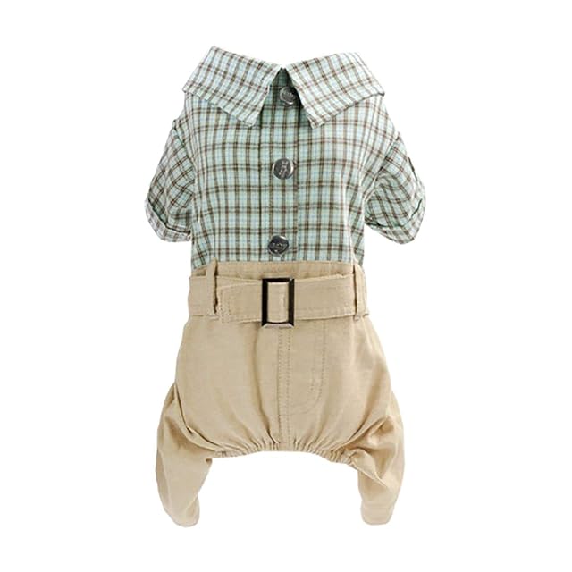 Camisa de Perro Ropa Camisa a Cuadros Camisa Casual Mono Fresco Verano Primavera Otoño Camiseta sin Mangas…