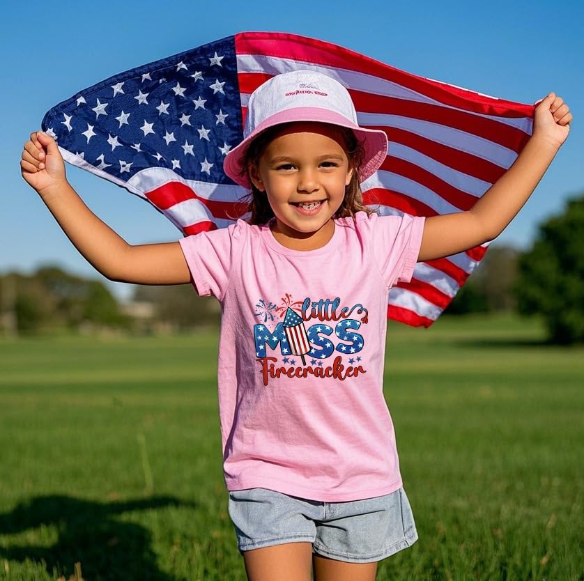 Image of Boys Girls 4th of July Shirts American Flag Tees Kids Patriotic Independence Day Memorial Day Tops 2-7 Years
