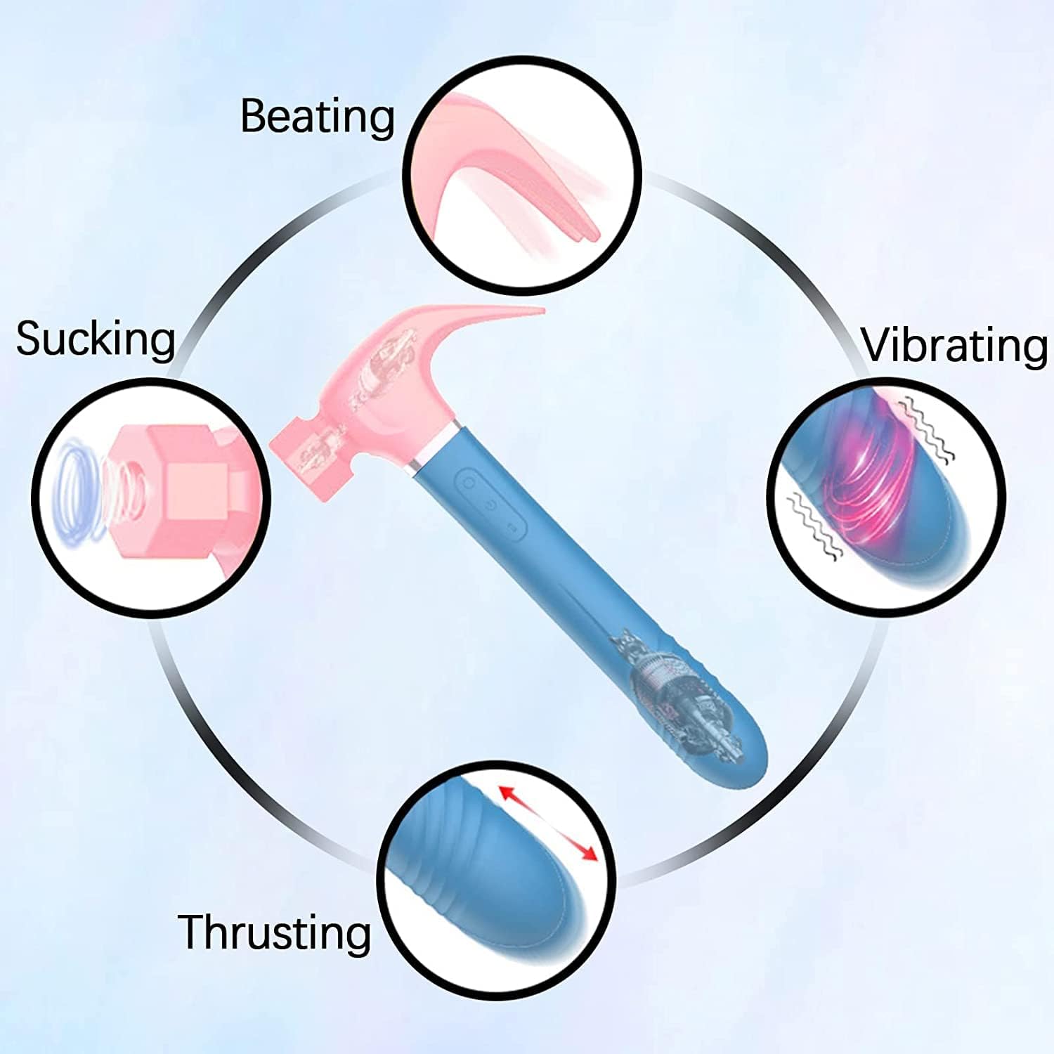 Hammer Vibrator Sex Toys, G Spot Vibrator with 7 Sucking & Thrusting 10 Vibration Modes, Thrusting Vibrator for Stimulator, Personal Massager for Women Adult Toys (Pink)