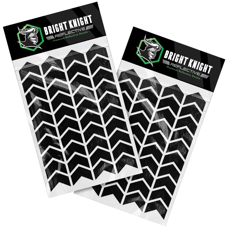 BRIGHT KNIGHT DECALS Chevron Black Reflective Stickers for Helmet, 2-Pack
