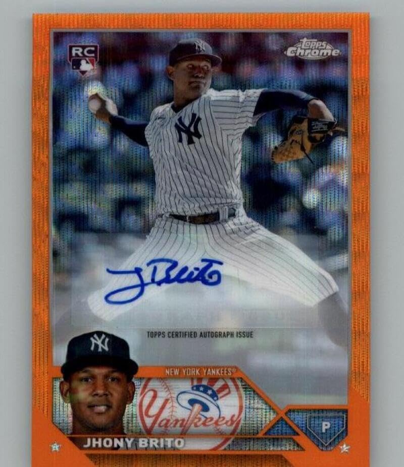 2023 Topps Chrome Update Autograph Orange Refractor #AC-JBR Jhony Brito RC Rookie AUTO 15/25 MLB Baseball Trading Card New York Yankees
