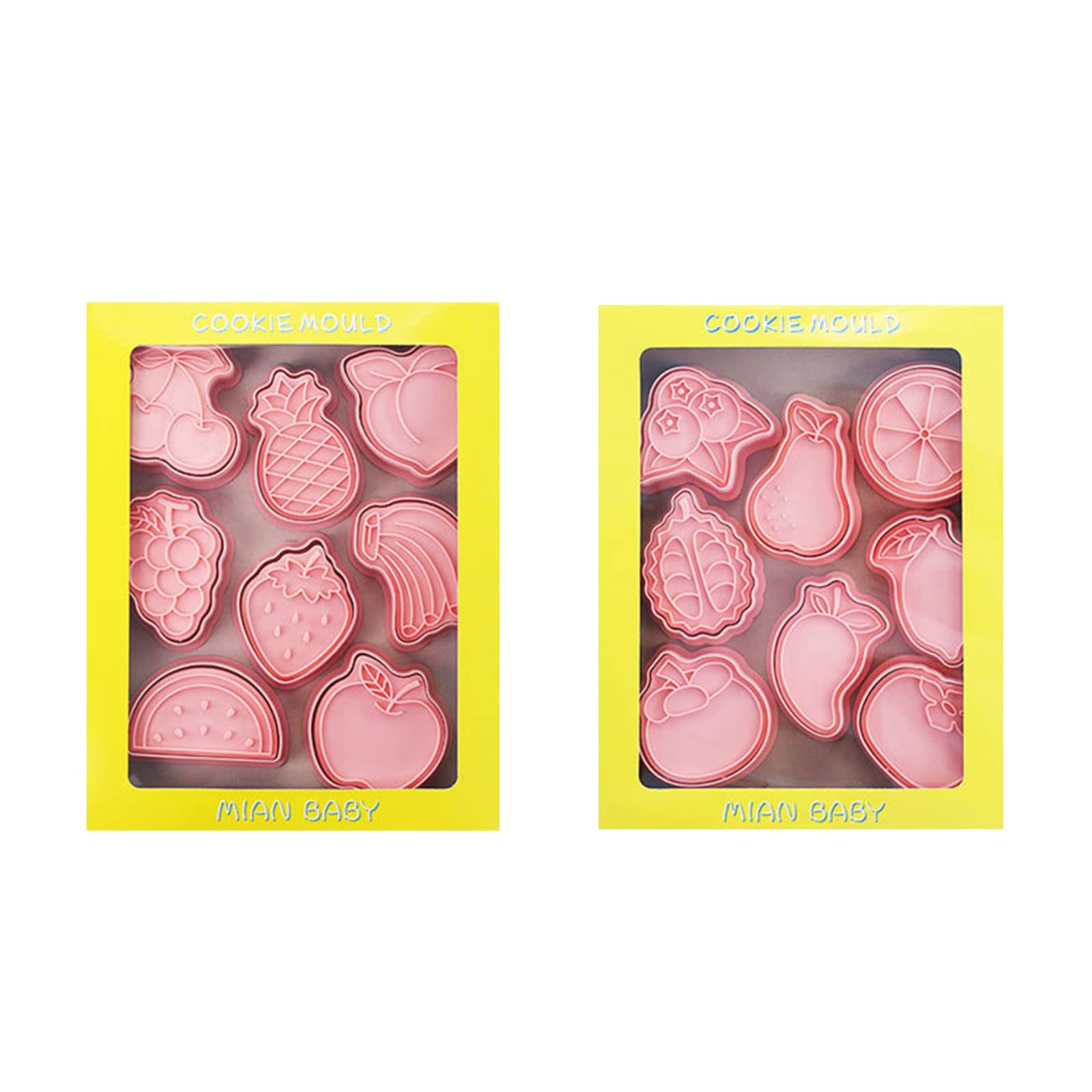 CRFFZ 16Pcs Cartoon Cookie Set Mother Day Biscuits Mold Fondant Decorating for Birthday Party Christmas Cartoon Fruit Molds for Baking